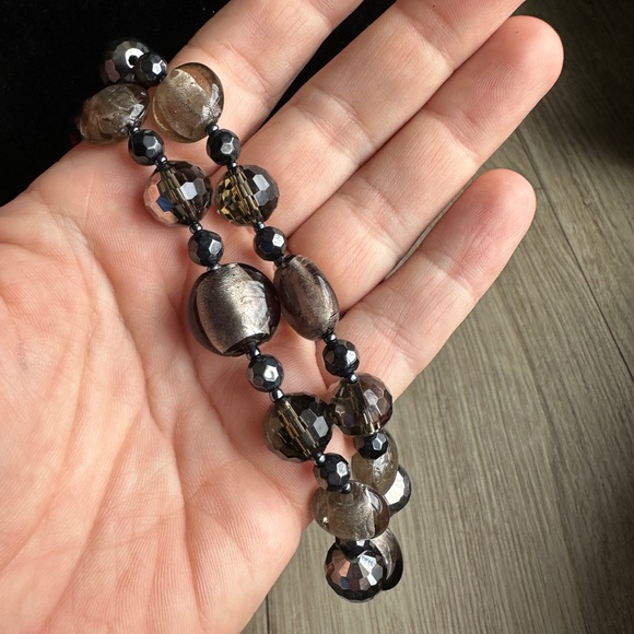 Adjustable Black and Silver Bead Necklace with “Disco-Ball” Beads - Picture 3 of 6